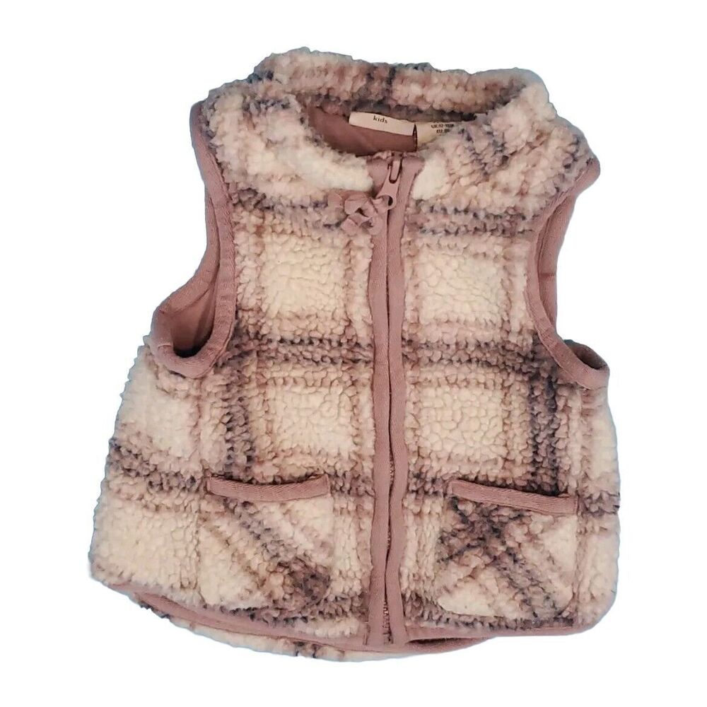 Aspen Kids Faux Sherpa Vest Rose Pliad Zipped Girls Sz 18 Monts